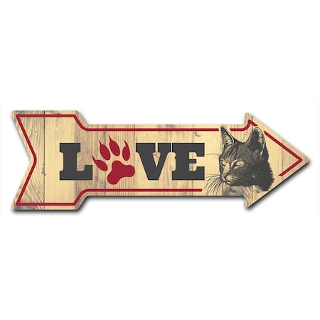 Signmission Love Cats Arrow Decal Funny Home Decor 18in Wide D-A-999765
